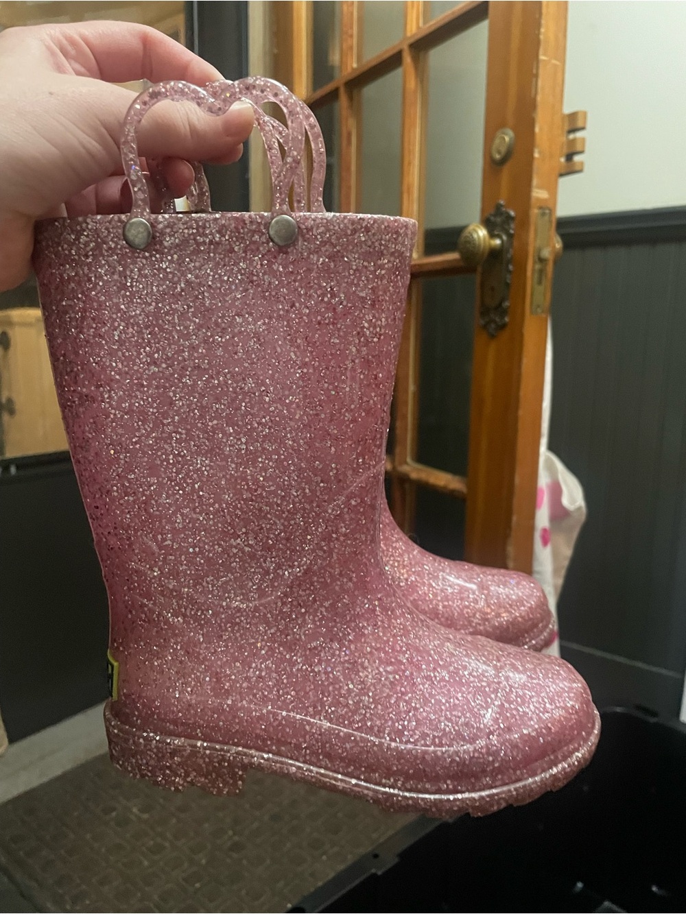 Western Chief Pink Glitter Kids Rain Boots